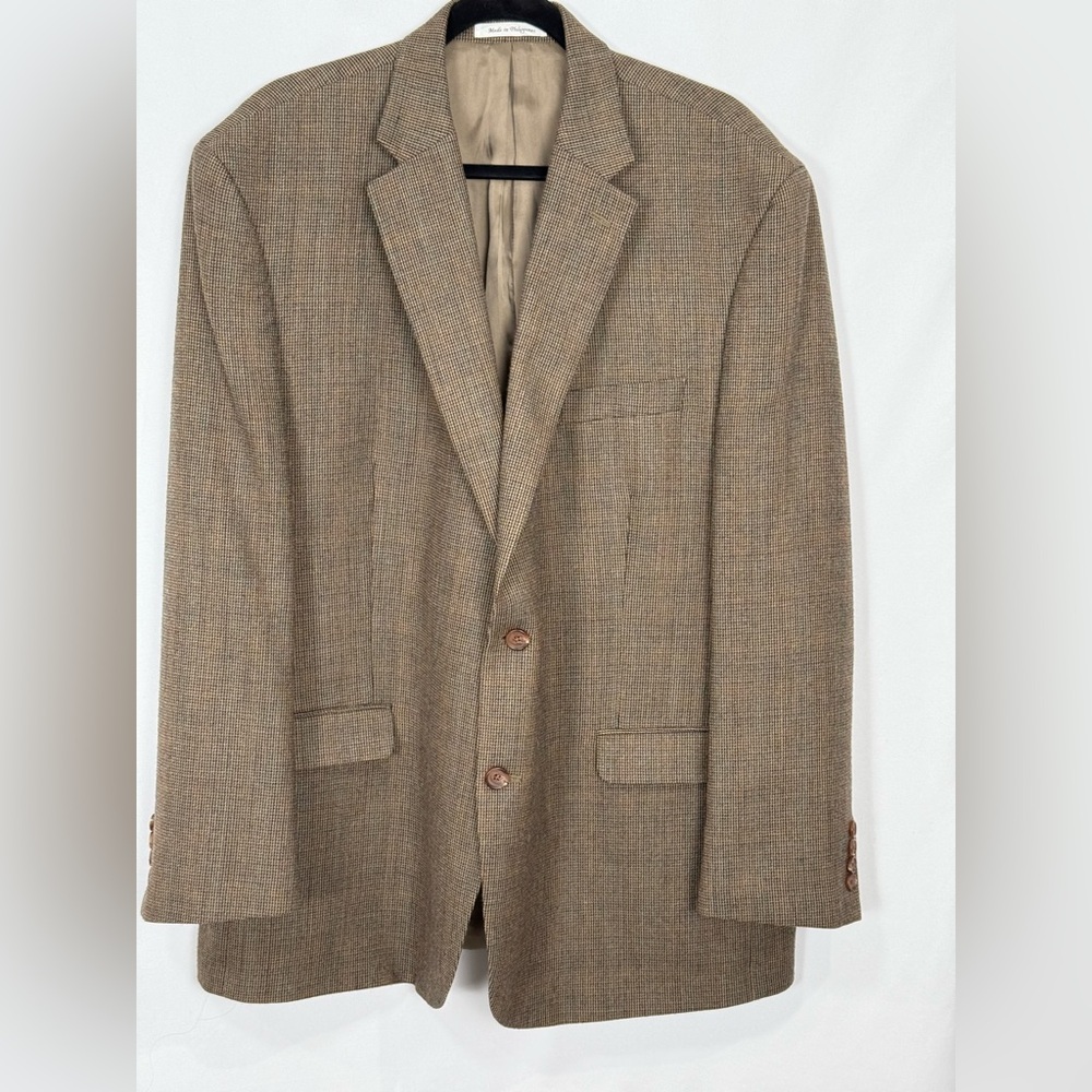 Lauren Ralph Lauren Sports Blazer Wool tan Sport Coat  SZ 48 R Tweed Herringbone